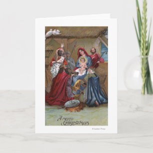 Tarjeta Festiva Una feliz escena de ChristmasNativity