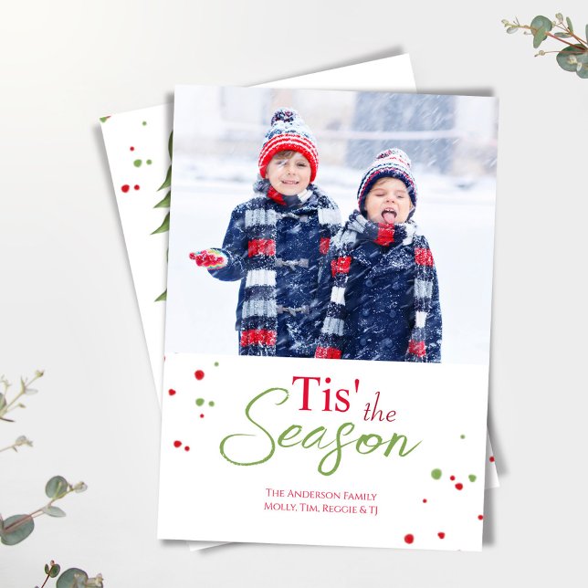 Tarjeta Festiva Una foto de Merry Mistletoe Cute Navidades (Tis' the Season whimsical photo card.)
