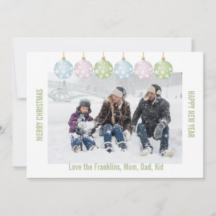 Tarjeta Festiva Una foto Ornamentos navideños editables