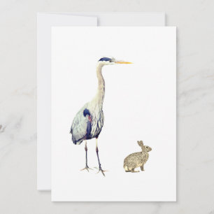 Tarjeta Festiva Una garza azul y un conejo