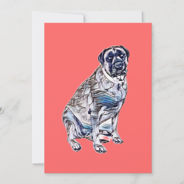Tarjeta Festiva Una gran mujer adulta, el perro Mastiff inglés que (Anverso)