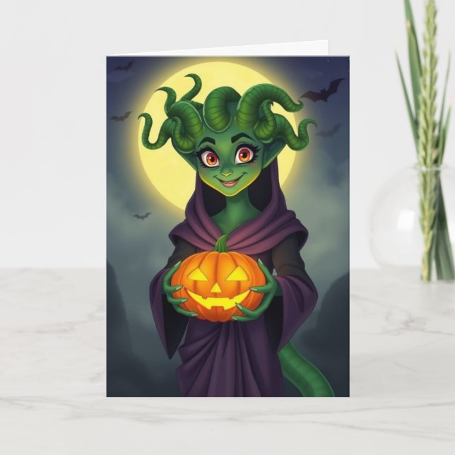 Tarjeta Festiva Una Halloween brillante (Anverso)