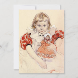 Tarjeta Festiva Una joven con una muñeca de Carl Larsson,