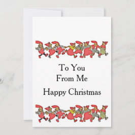 Tarjeta Festiva Una línea de gnomos bailando