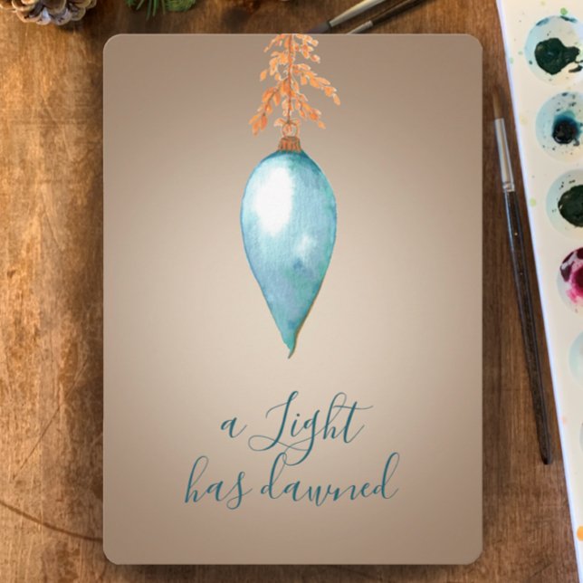 Tarjeta Festiva Una Luz Ha Desaparecido | Navidades de Personaliza (Add your own words to my custom watercolor Christmas greeting card. A light has dawned scripture.
)