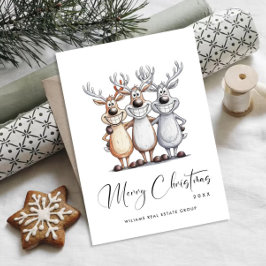 Tarjeta Festiva Una mano divertida atrae a Navidades Reindeers Cor