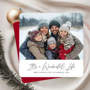 Tarjeta Festiva Una maravillosa vida Navidades rojos foto de la fa