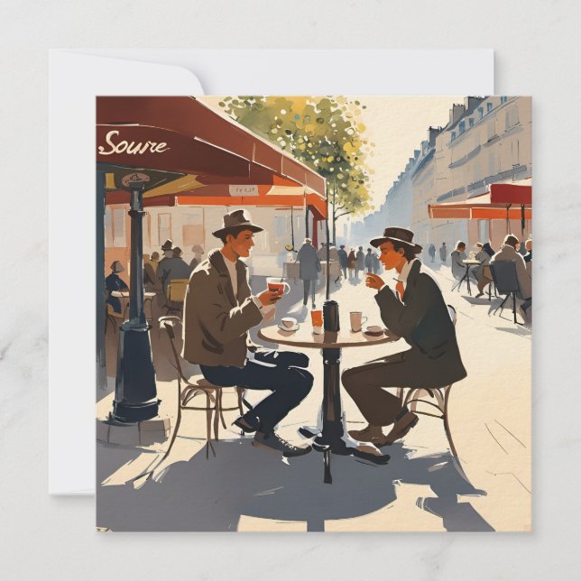 Tarjeta Festiva Una mesa parisina al sol (Anverso)