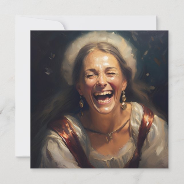 Tarjeta Festiva Una mujer que ríe (Anverso)