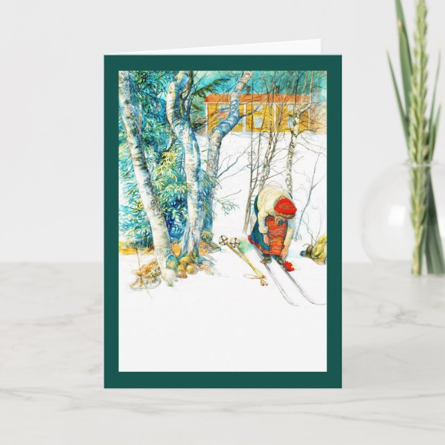 Tarjeta Festiva Una mujer se pone en sus esquinas (Anverso)