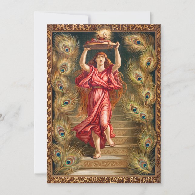 Tarjeta Festiva Una mujer sujetando una lámpara con llama de la lá (Anverso)