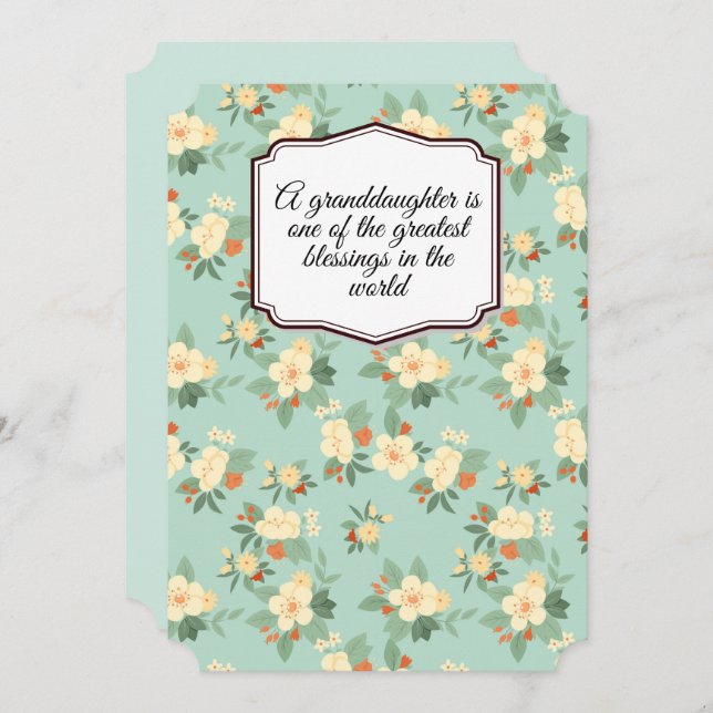 Tarjeta Festiva Una nieta es una de las mayores bendiciones. (Anverso / Reverso)