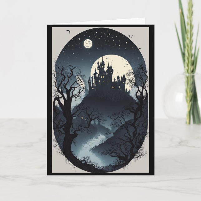 Tarjeta Festiva Una noche de terror y delicias Halloween (Anverso)