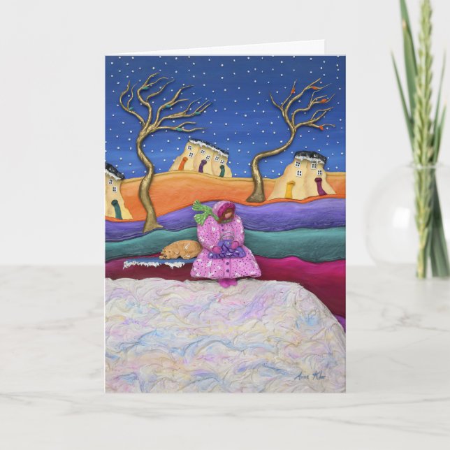 Tarjeta Festiva Una noche nevada - Vertical (Anverso)