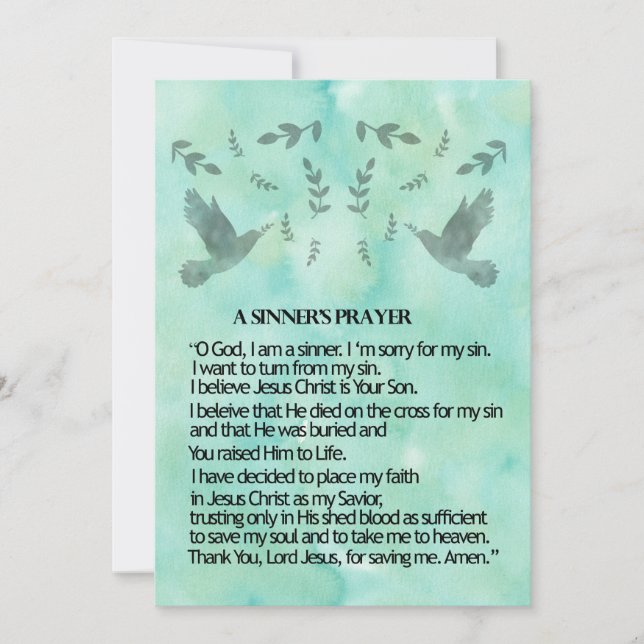 Tarjeta Festiva Una oración de Sinner (Anverso)