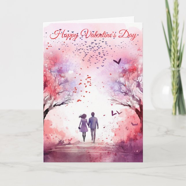 Tarjeta Festiva Una pareja caminando (Anverso)
