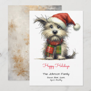 Tarjeta Festiva Una pipa terrible en un Santa Hat feliz