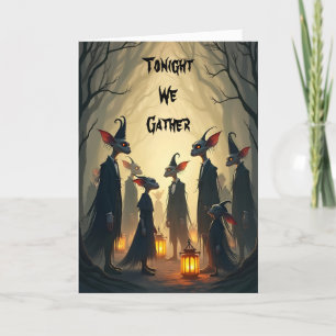 Tarjeta Festiva Una reunión de duendes de Halloween