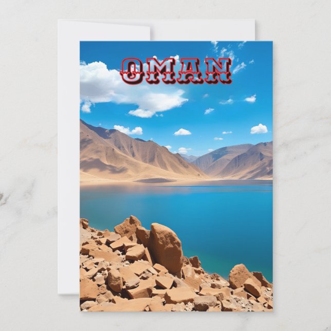 Tarjeta Festiva Una serena ensenada turquesa de la costa omaní (Anverso)