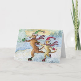 Tarjeta Festiva Una tradición de vacaciones - patinaje