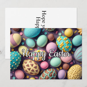 Tarjeta Festiva Una Variedad De Deliciosos Huevos De Pascua De Cho