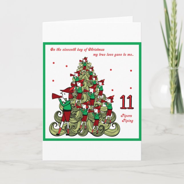 Tarjeta Festiva Undécimo Día de los Navidades (Anverso)