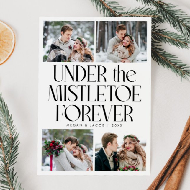 Tarjeta Festiva Under the Mistletoe Forever White Photo  (Subido por el creador)