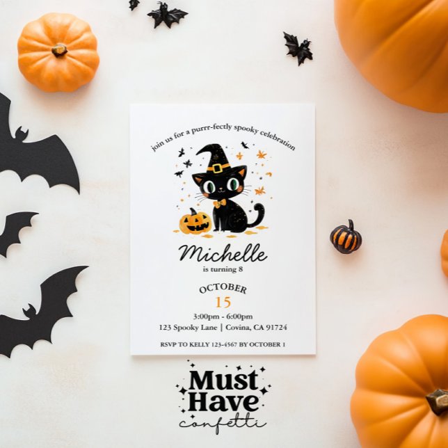 Tarjeta Festiva Únete a nosotros para un gato de cumpleaños de niñ (Subido por el creador)