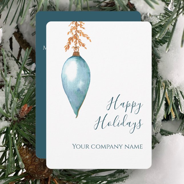 Tarjeta Festiva Único Añejo Acuarela Corporativo Felices Fiestas (Create a unique corporate holiday greeting card with my minimalist original watercolor custom card. )