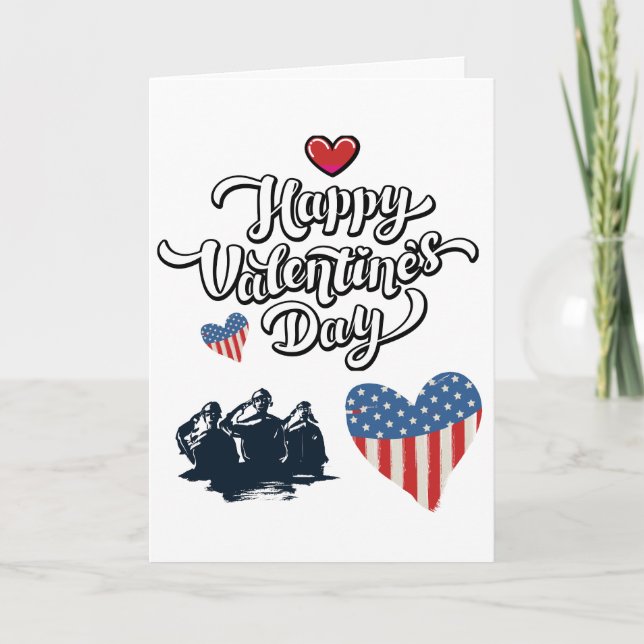 Tarjeta Festiva Único Día de San Valentín de bandera de Estados Un (Anverso)