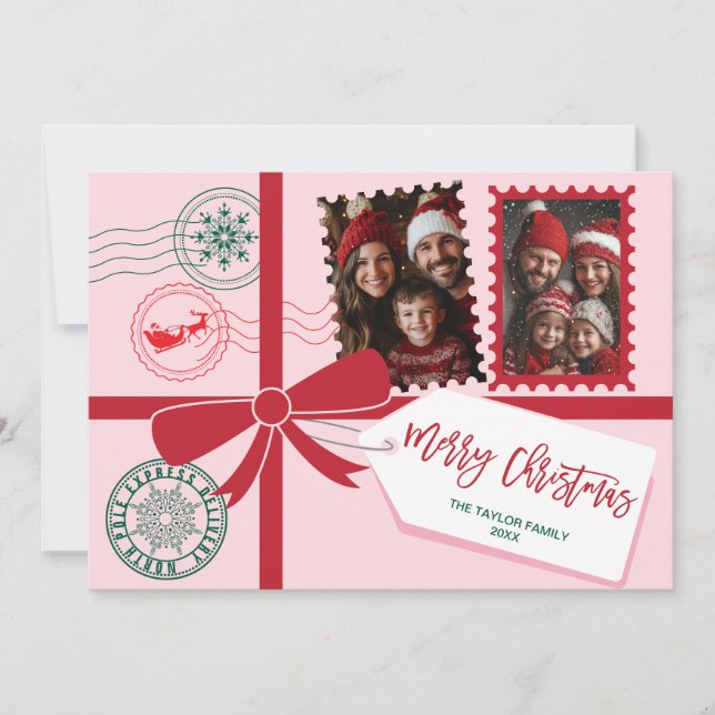 Tarjeta Festiva Único obsequio rosa rojo de regalo de foto de rega (Anverso)