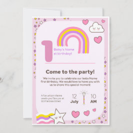 Tarjeta Festiva unicorn Birthday Invitation