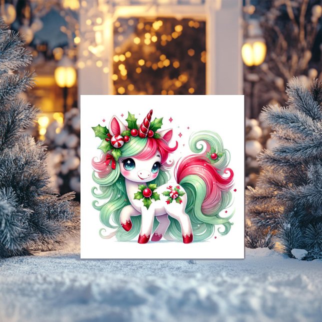 Tarjeta Festiva Unicorn Navidades de Candy Cane (Subido por el creador)