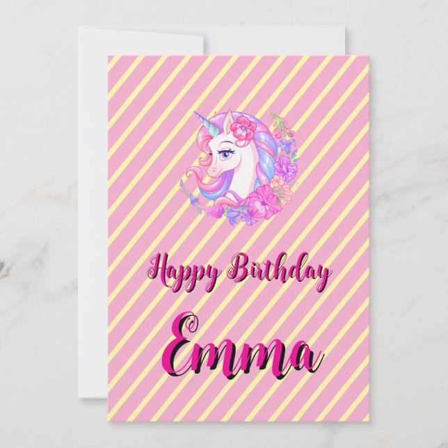 Tarjeta Festiva unicorn & personalize your name (Anverso)