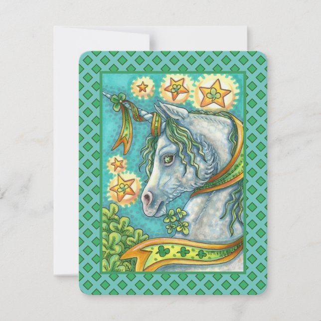 TARJETA FESTIVA UNICORN ST IRLANDÉS. PATRICK'S DAY FANTASY HORSE F (Anverso)