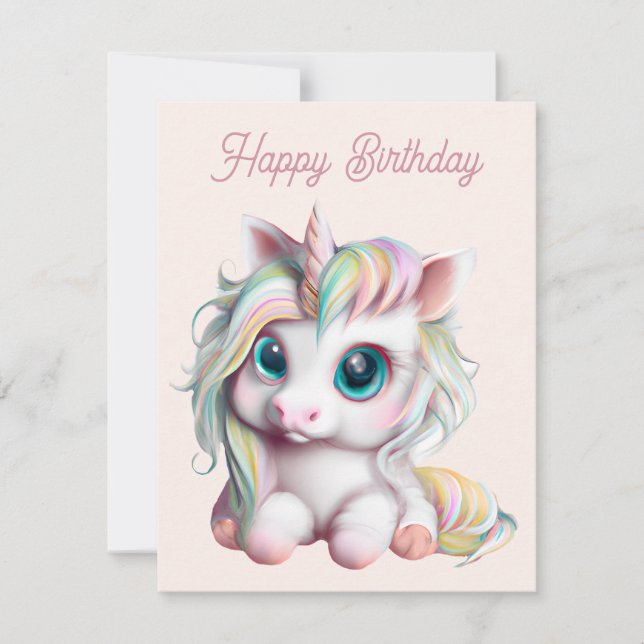 Tarjeta Festiva Unicornio de bebé dulce y adorable (Anverso)