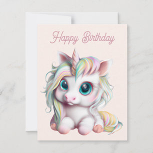 Tarjeta Festiva Unicornio de bebé dulce y adorable