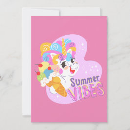 Tarjeta Festiva Unicornio lindo con helado
