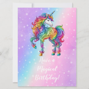 Tarjeta Festiva Unicornio mágico colorido