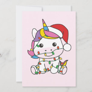 Tarjeta Festiva Unicornio Navidades de animales de invierno festej