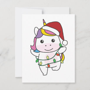 Tarjeta Festiva Unicornio Navidades de animales de invierno festej