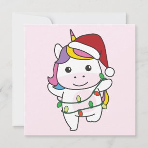 Tarjeta Festiva Unicornio Navidades de animales de invierno festej