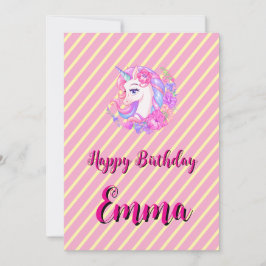 Tarjeta Festiva unicornio & personaliza tu nombre