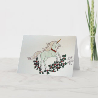 Tarjeta Festiva Unicornio y Holly