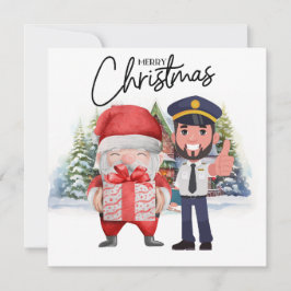 Tarjeta Festiva Uniforme piloto con temas de Navidades