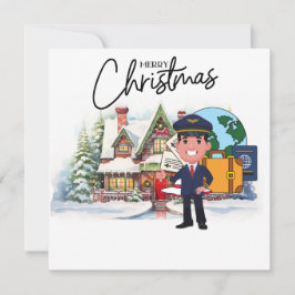 Tarjeta Festiva Uniforme piloto con temas de Navidades