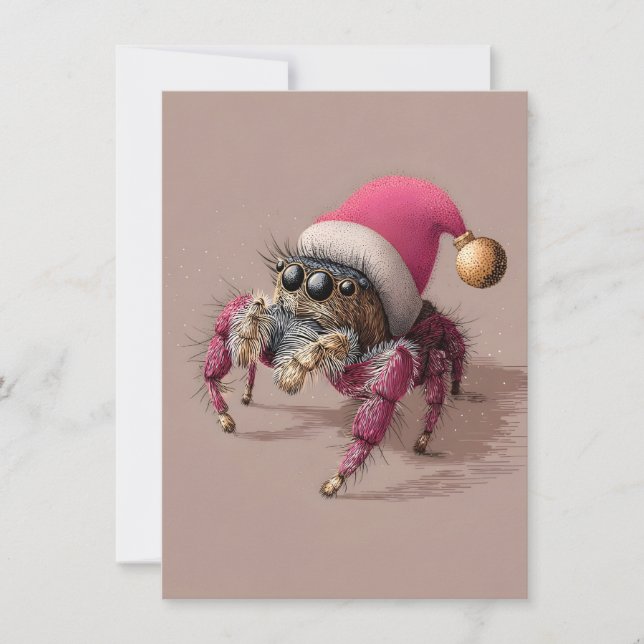 Tarjeta Festiva Unique and Unusual Christmas Cards jumping spider (Anverso)