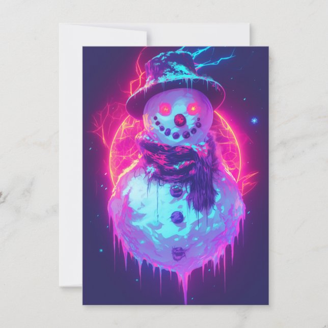 Tarjeta Festiva Unique Christmas Cards Cyberpunk Neon (Anverso)