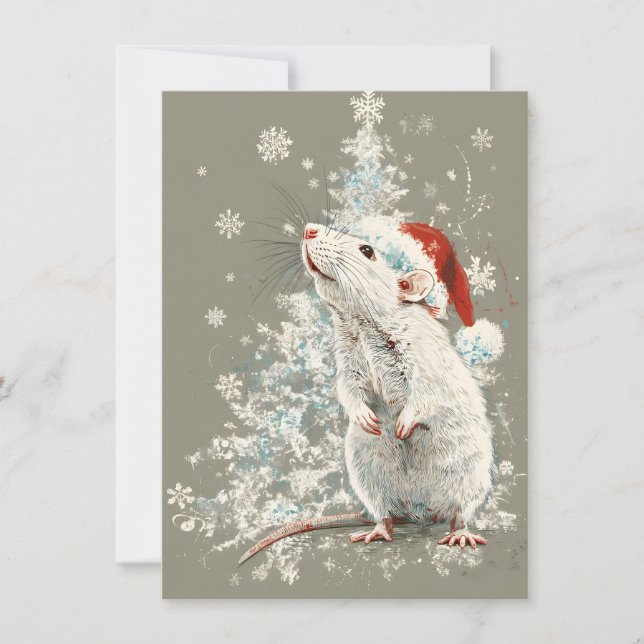 Tarjeta Festiva Unique Cute Rat Christmas Cards (Anverso)