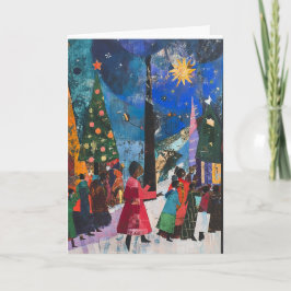 Tarjeta Festiva Unique Expressionist Tree Winter Holiday Card